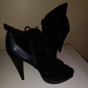 Black Leather (Aldo) Open-toe Bootie